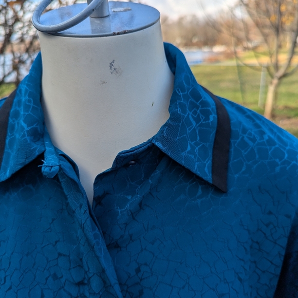 Vintage Woman's Country Sophisticates Pendleton's Dk Teal LS Blouse Sz 8 - Picture 2 of 6